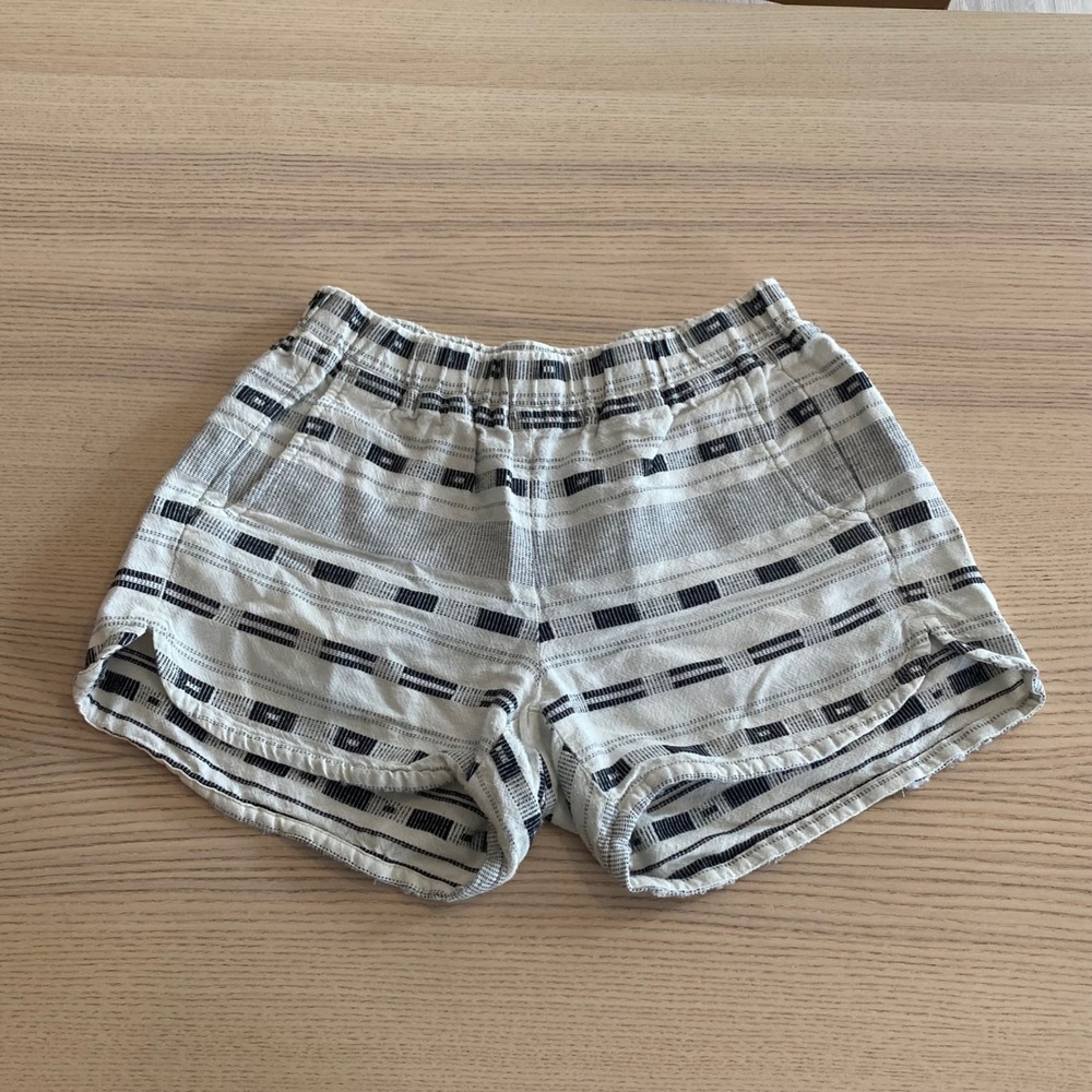 Madewell Shorts Womens XS Ivory Black Striped Elastic Waist Boho Beachy Coastal